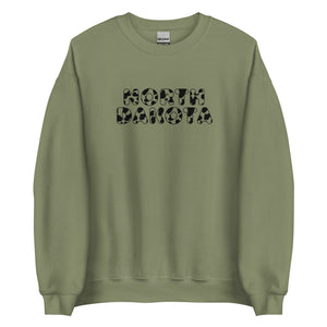 North Dakota Cow Print Crewneck