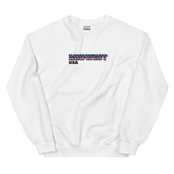 Embroidered Midwest USA Text Crewneck