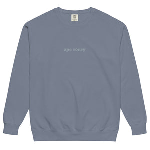 Blue Jean Comfort Crewneck - Embroidered Ope Sorry