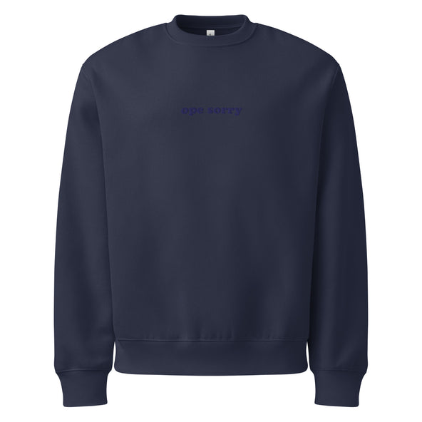 Navy Oversized Crewneck - Embroidered Ope Sorry-image