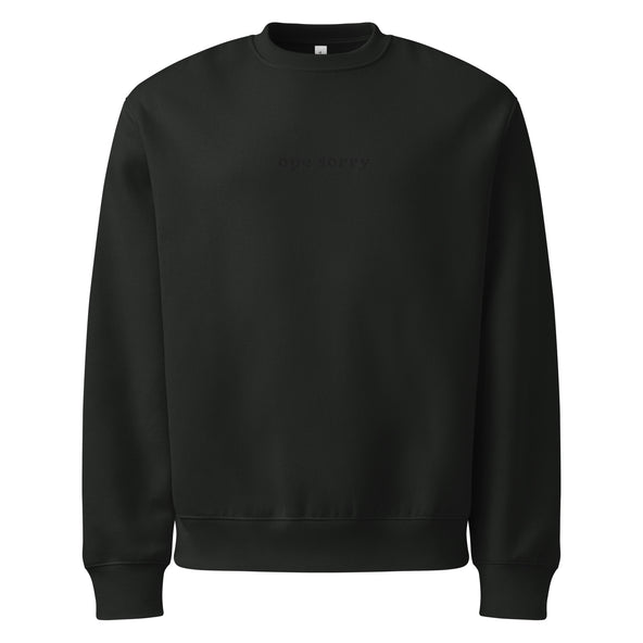 Black Oversized Crewneck - Embroidered Ope Sorry-image