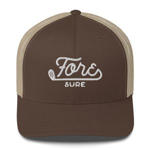 Fore Sure Golf Logo Netted Trucker