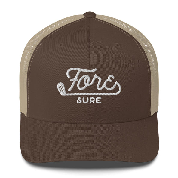 Fore Sure Golf Logo Netted Trucker-image