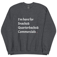 Snacks& Quarterbacks& Commercials Sweatshirt